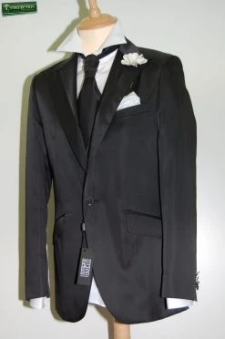 Abito Cerimonia Luciano Soprani Nero Con Panciotto E Cravatta