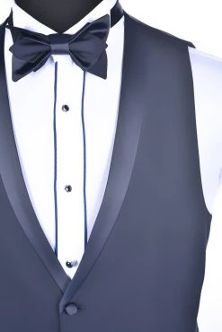 Baggi Men Smoking Elegante Baggi Blu Slim Fit Con Panciotto E Papillon