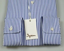 Camicia In Cotone Ingram A Righe Azzurro Slim Fit