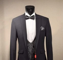 Musani Uomo Abito Elegante Nero Musani Cerimonia Slim Fit Con Panciotto -Meyer Shop 0 daf2af8d 1274