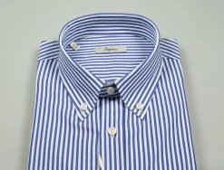 Camicia A Righe Azzurro Ingram Collo Button Down Con Taschino -Meyer Shop 0 df68166a 1574