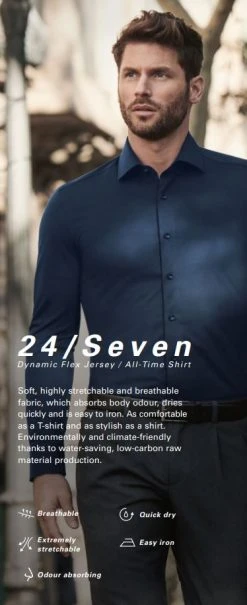 Camicia Olymp Level Five In Jersey Azzurra Slim Fit