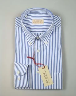 Regent By Pancaldi Camicia Regular Fit Pancaldi A Righe Azzurro Cotone Stretch -Meyer Shop 0 e08f20c9 1200