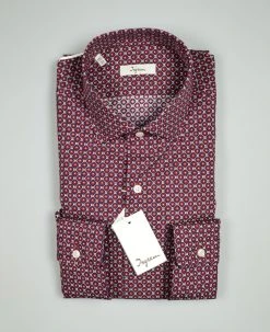 Camicia Ingram Slim Fit Fantasia Geometrica Bordeaux -Meyer Shop 0 e110e504 1200