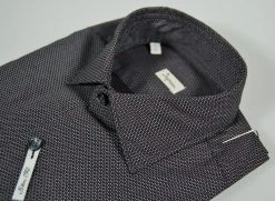 Camicia Ingram Slim Fit Micro Disegno Grigio Nero E Bordeaux -Meyer Shop 0 e116f020 1600