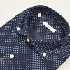 Camicia Ingram In Velluto Blu A Pois Collo Button Down