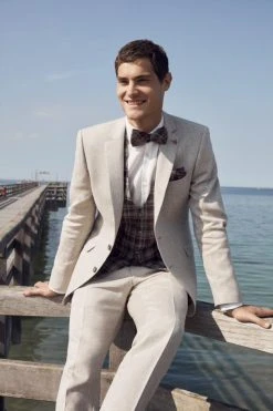 DIGEL Ceremony Vintage Abito Beige Digel Misto Lino Slim Fit -Meyer Shop 0 e6cebaa9 911