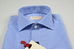 Regent By Pancaldi Camicia Pancaldi Slim Fit Stampa Azzurra Collo Francese -Meyer Shop 0 e6de0005 1600