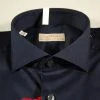 Regent By Pancaldi Camicia Blu Scuro Slim Fit Pancaldi In Cotone Elasticizzato