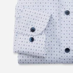 OLYMP Level Five Camicia Olymp Bianca Slim Fit Cotone Stretch Stampato