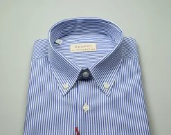 Regent By Pancaldi Camicia Pancaldi A Righe Azzurro Regular Fit Button Down