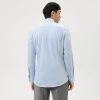 OLYMP N. 6 Camicia A Righe Celeste Olymp In Jersey Super Slim Fit