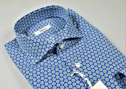 Camicia Ingram In Cotone Con Fantasia Stampata Azzurra -Meyer Shop 0 ee93163e 1695