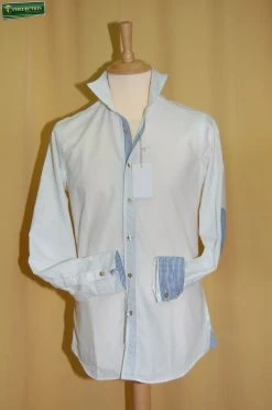 Camicia Bianca Slim Fit Con Toppe Ingram -Meyer Shop 0 f132e889 1700