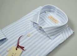 Regent By Pancaldi Camicia In Lino E Cotone Slim Fit A Righe Celeste -Meyer Shop 0 f1e32d57 1600