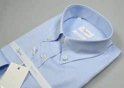 Camicia Ingram Collo Button Down Celeste Chiaro In Cotone Doppio Ritorto -Meyer Shop 0 f34e9acb 1600