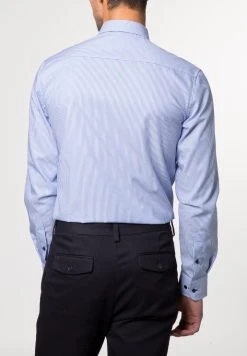 Camicia A Righe Azzurro Eterna Slim Fit In Puro Cotone Twill -Meyer Shop 0 f4206625 1097