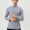 OLYMP N. 6 Camicia A Righe Blu Olymp In Jersey Super Slim Fit