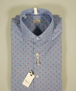 Camicia Ingram Slim Fit Azzurra Con Disegno Rosso -Meyer Shop 0 f521a371 1200