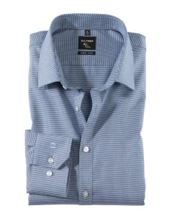 OLYMP No. Six Camicia Olymp Blu A Quadretti Super Slim Fit Cotone Stretch