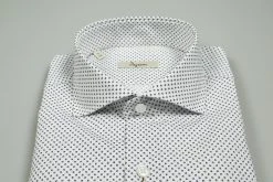 Camicia Ingram Bianca Disegno Stampato Blu Slim Fit Collo Alla Francese