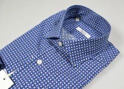 Camicia Ingram Slim Fit Azzurra Fantasia Stampata In Puro Cotone -Meyer Shop 0 f750e428 1600
