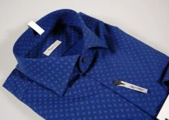Camicia Ingram Slim Fit Blu Micro Fantasia Marrone