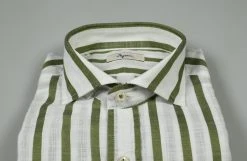Camicia Slim Fit Ingram A Righe Verde Collo Alla Francese -Meyer Shop 0 fb18146a 1600