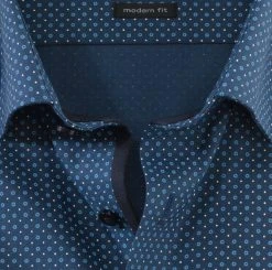 OLYMP Luxor Camicia Olymp Collo Button Down Modern Fit Blu Cotone Stampato -Meyer Shop 0 fb4f50ca 706