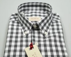Regent By Pancaldi Camicia A Quadri Grigio In Flanella Rasata Pancaldi Collo Button Down -Meyer Shop 0 fb96d605 1505