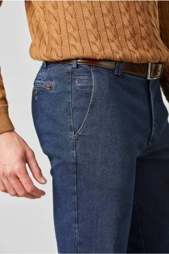 Pantalone Meyer In Denim Blu Stone Super Stretch Regular Fit