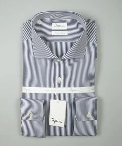 Camicia Ingram A Righe Blu Slim Fit In Cotone Doppio Ritorto -Meyer Shop 0 fcd3d28f 1200