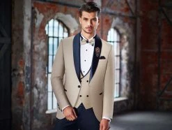 Baggi Men Smoking Beige Baggi Cerimonia Slim Fit Completo Di Panciotto E Papillon -Meyer Shop 0 fd5b017e 1278