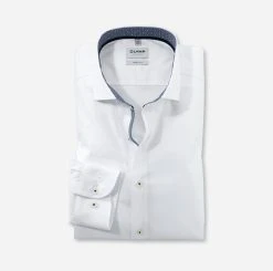 Camicia Bianca Olymp Level Five In Cotone Stretch Slim Fit