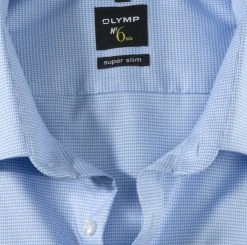 OLYMP No. Six Camicia Olymp Celeste A Quadretti Super Slim Fit Cotone Stretch -Meyer Shop 0 fef30b5f 706