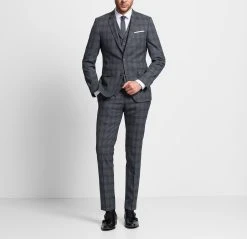 DIGEL Move Extra Slim Fit Abito Moda Slim Fit Digel Grigio A Quadri Con Panciotto -Meyer Shop 0 ff1adb33 1600