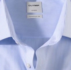 Camicia A Righe Celeste Olymp Luxor Comfort Fit Cotone Stiro Facile