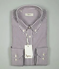 Camicia Ingram A Righe Bordeaux Collo Button Down -Meyer Shop 0 fff0bab9 1200