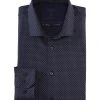 OLYMP N. 6 Camicia Blu A Pois In Jersey Super Slim Fit