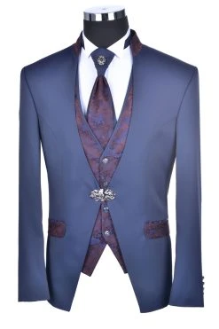 Baggi Men Abito Da Sposo Con Gilet E Cravatta Baggi Slim Fit -Meyer Shop 1004 396cfa79 1700