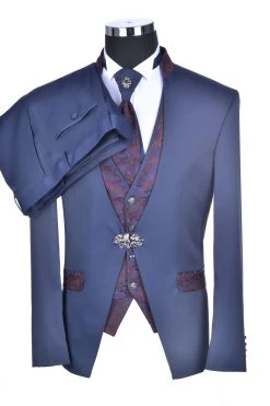 Baggi Men Abito Da Sposo Con Gilet E Cravatta Baggi Slim Fit