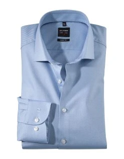 Camicia Olymp Level Five In Cotone Twill Facile Stiro Slim Fit