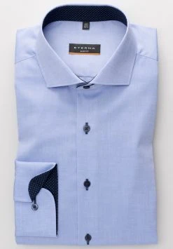 Camicia Slim Fit Eterna Puro Cotone No Stiro Con Interni In Contrasto