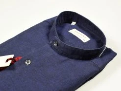 Regent By Pancaldi Camicia Slim Fit Collo Alla Coreana Lino E Cotone