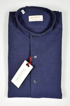 Regent By Pancaldi Camicia Slim Fit Collo Alla Coreana Lino E Cotone -Meyer Shop 718 363b4101 1200