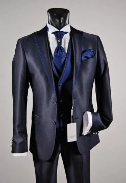 Abito Da Sposo Slim Fit Musani Cerimonia In Colore Blu E Nero -Meyer Shop 718 cf6dcf1c 1200