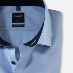 OLYMP Luxor Camicia Manica Corta Olymp In Puro Cotone Operato No Stiro Modern Fit -Meyer Shop 997 481d035e 706