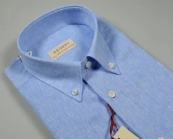 Regent By Pancaldi Camicia Pancaldi Celeste Button Down Maniche Corte In Misto Lino E Cotone -Meyer Shop 997 a9085f54 1493