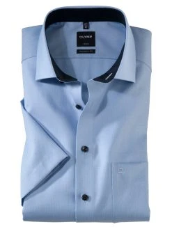 OLYMP Luxor Camicia Manica Corta Olymp In Puro Cotone Operato No Stiro Modern Fit -Meyer Shop 997 bb6ae42c 1200