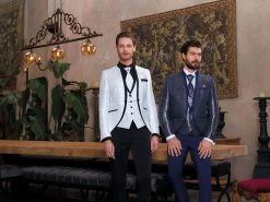 Baggi Men Abito Da Sposo Baggi Modello Coreano Damascato Slim Fit -Meyer Shop 998 4961a4bf 984